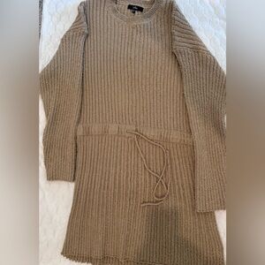 Lulu's Tan Knit Ribbed Sweater Mini Dress